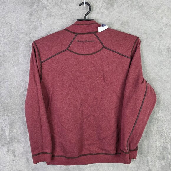 Mens Tommy Bahama Brown Red Reversible Pullover Sweater 1/4 Zip 100% Cotton L - Picture 6 of 10